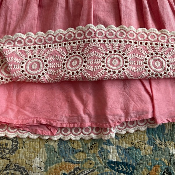 Boden Pink Cotton Skirt w White Embroidered Trim - Picture 5 of 11